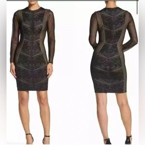 Dress The Population Sloane Mesh Bodycon Sheath cocktail Dress Sz XS S